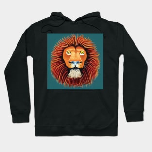 Storybook Lion on a Teal Background Hoodie